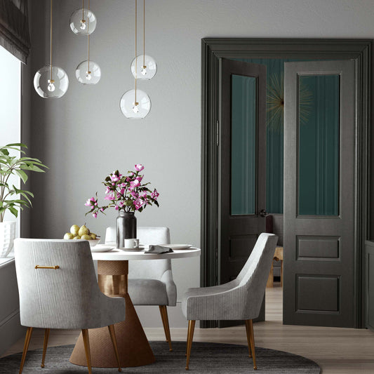 Beatrix Pleated Light Grey Velvet Side Chair - Silver Legs