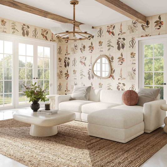 Perry Cream Chenille Modular Large U-Sectional