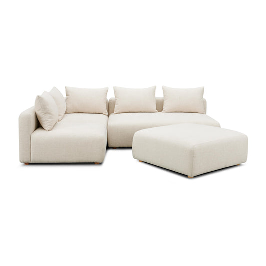 Hangover Cream Heavy Textured Fabric 4-Piece Modular Sectional