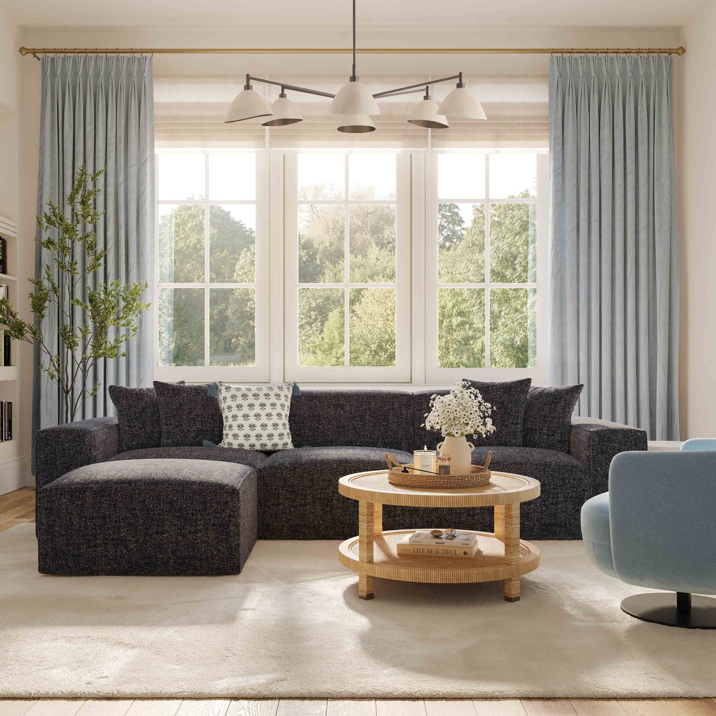 Mindy Charcoal Chenille Basketweave Modular Sectional