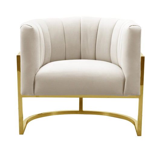 Magnolia Spotted Cream Chair With Gold Base