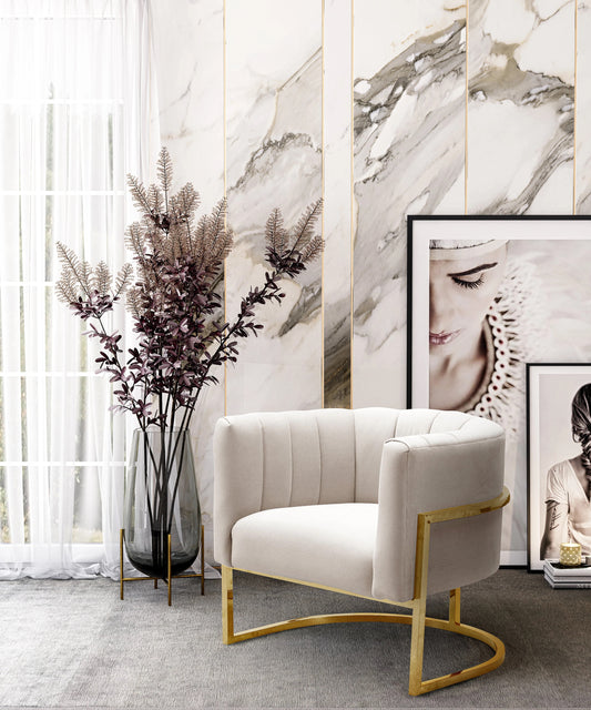 Magnolia Spotted Cream Chair With Gold Base