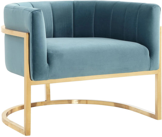 Magnolia Sea Blue Chair With Gold Base