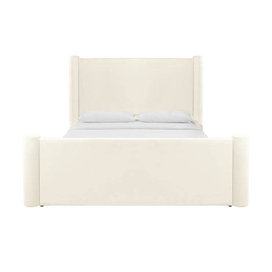 Athara Cream Velvet Queen Bed