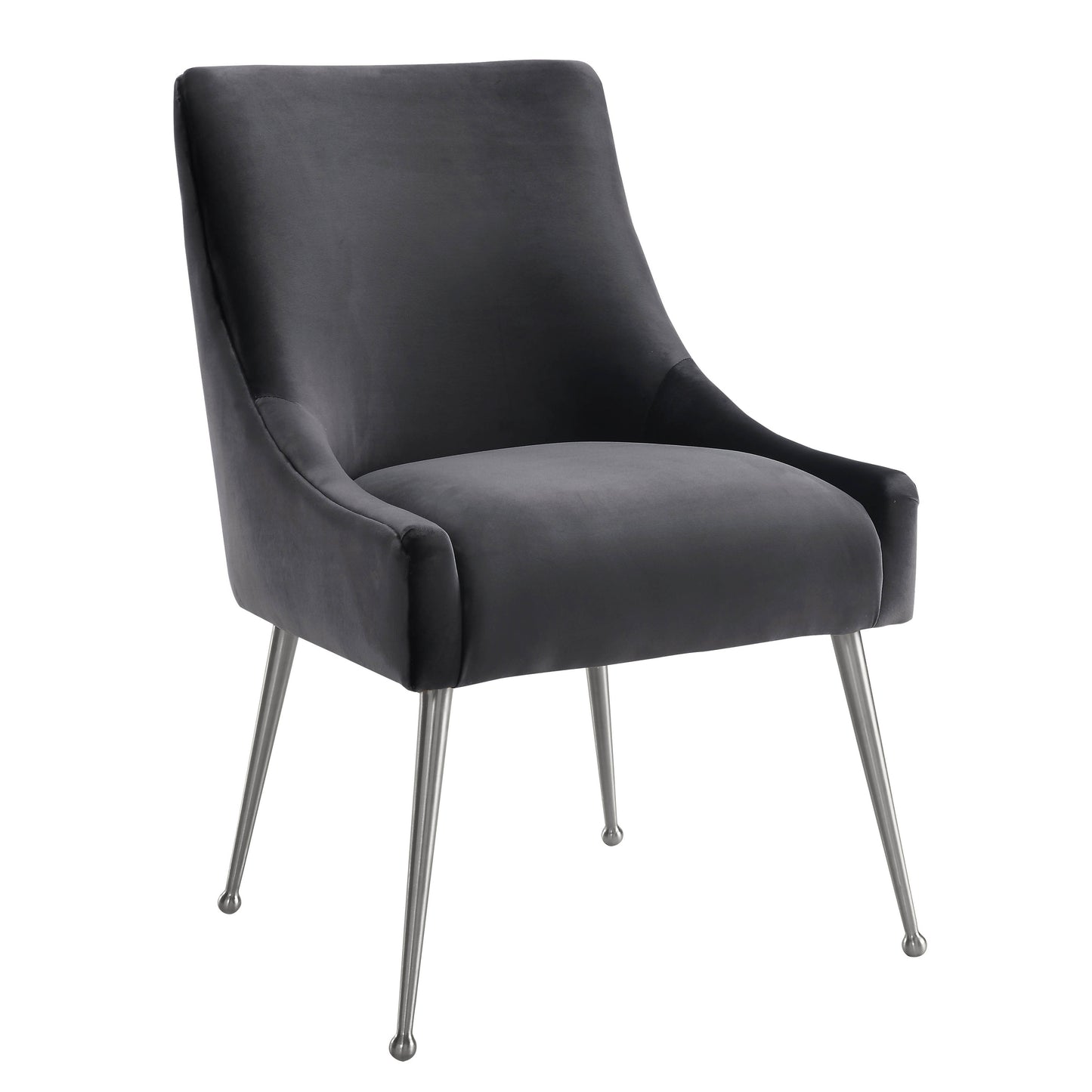 Beatrix Grey Velvet Side Chair - Silver Legs