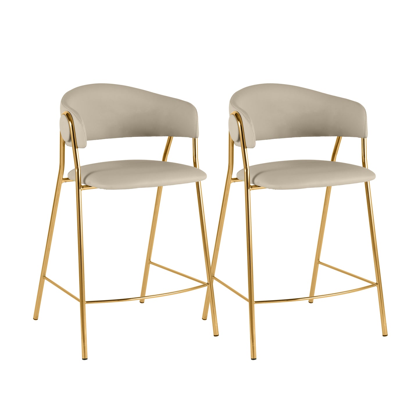 Lara Cream Performance Vegan Leather Counter Stool - Set of 2