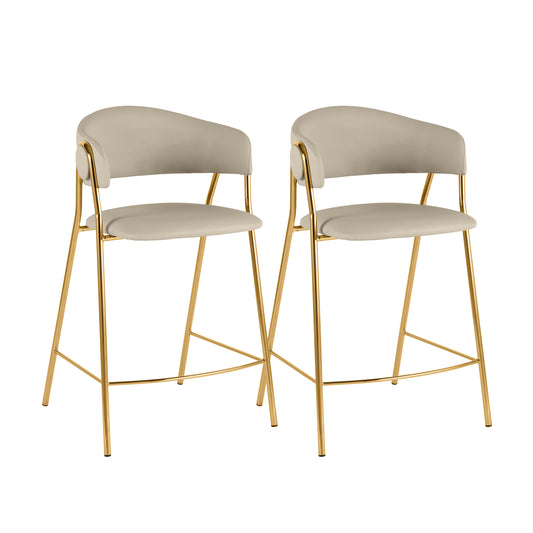 Lara Cream Performance Vegan Leather Counter Stool - Set of 2