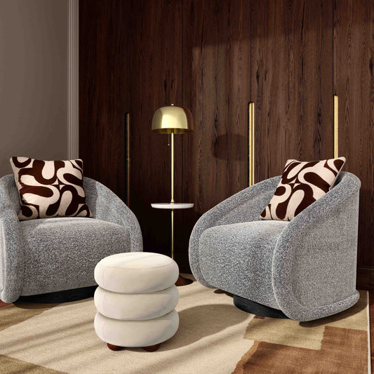 Rory Grey Boucle Swivel Chair