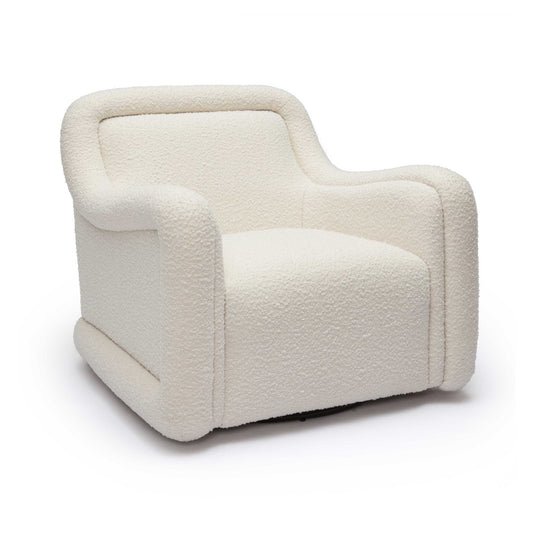 Charli Cream Basketweave Chenille Swivel Chair